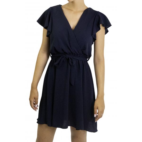 Vestito corto con fiocco scollo a V